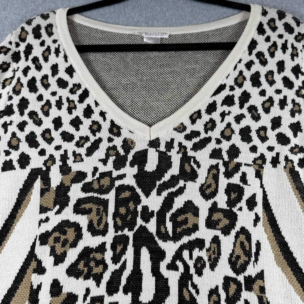 Venus Mixed Animal Zebra Leopard Knit Cozy Sweater Dress Size XL Edgy Boho Y2K